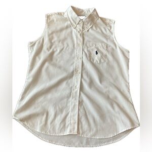 Polo by Ralph Lauren Ballon Club 100% Cotton Sleeveless Button Down Shirt